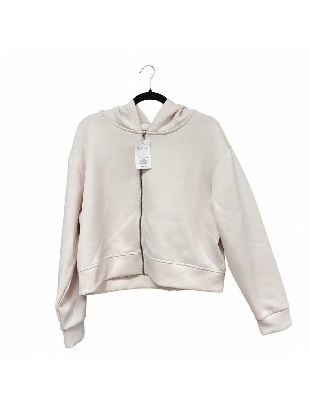 a new day Cream Full Zip Hooded Sweatshirt, Size Large, Relaxed Fit